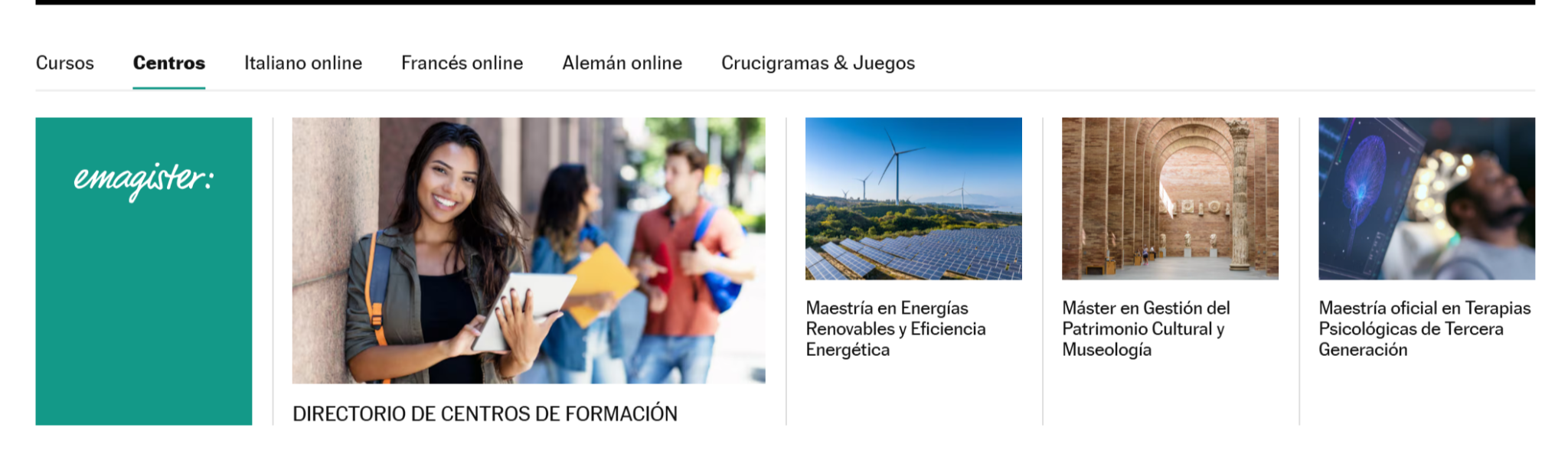 Ejemplo de publicidad patrocinada para centros de formación y maestrías